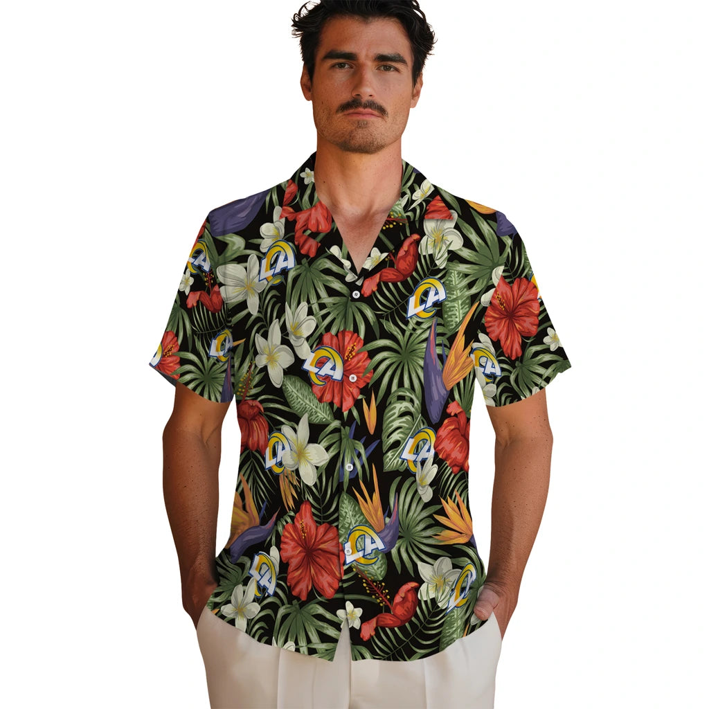 Los Angeles Rams Hawaiian Shirt - Hawaii Floral Hibiscus | Moonbestprint