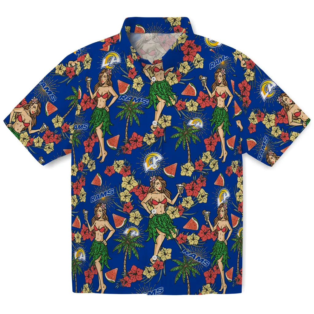 Los Angeles Rams Hawaiian Shirt - Hawaiian Girls Design | Moonbestprint