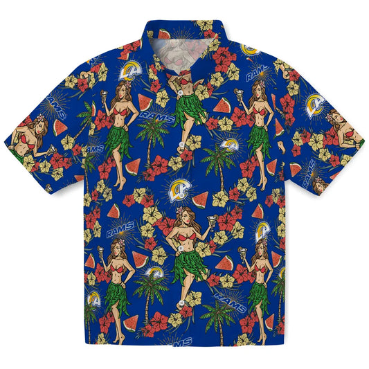 Los Angeles Rams Hawaiian Shirt - Hawaiian Girls Design | Moonbestprint