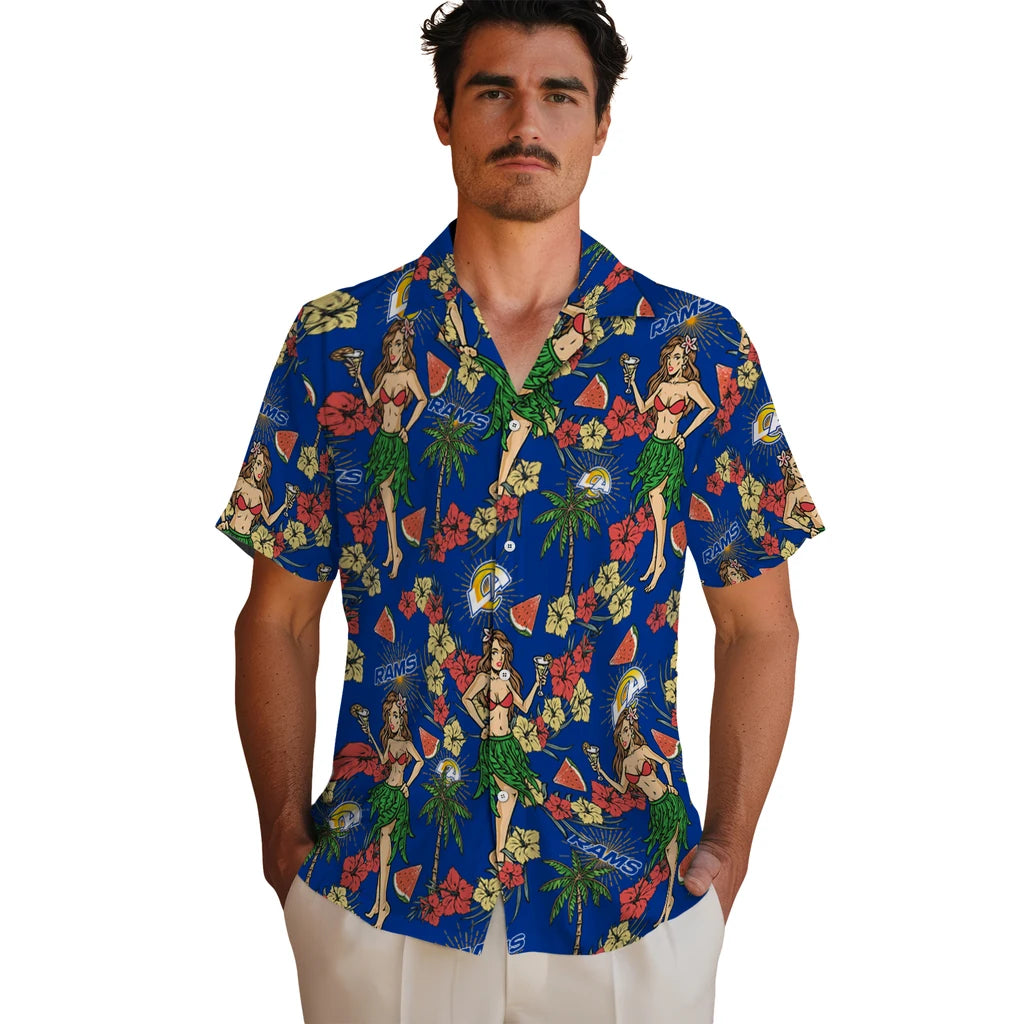 Los Angeles Rams Hawaiian Shirt - Hawaiian Girls Design | Moonbestprint