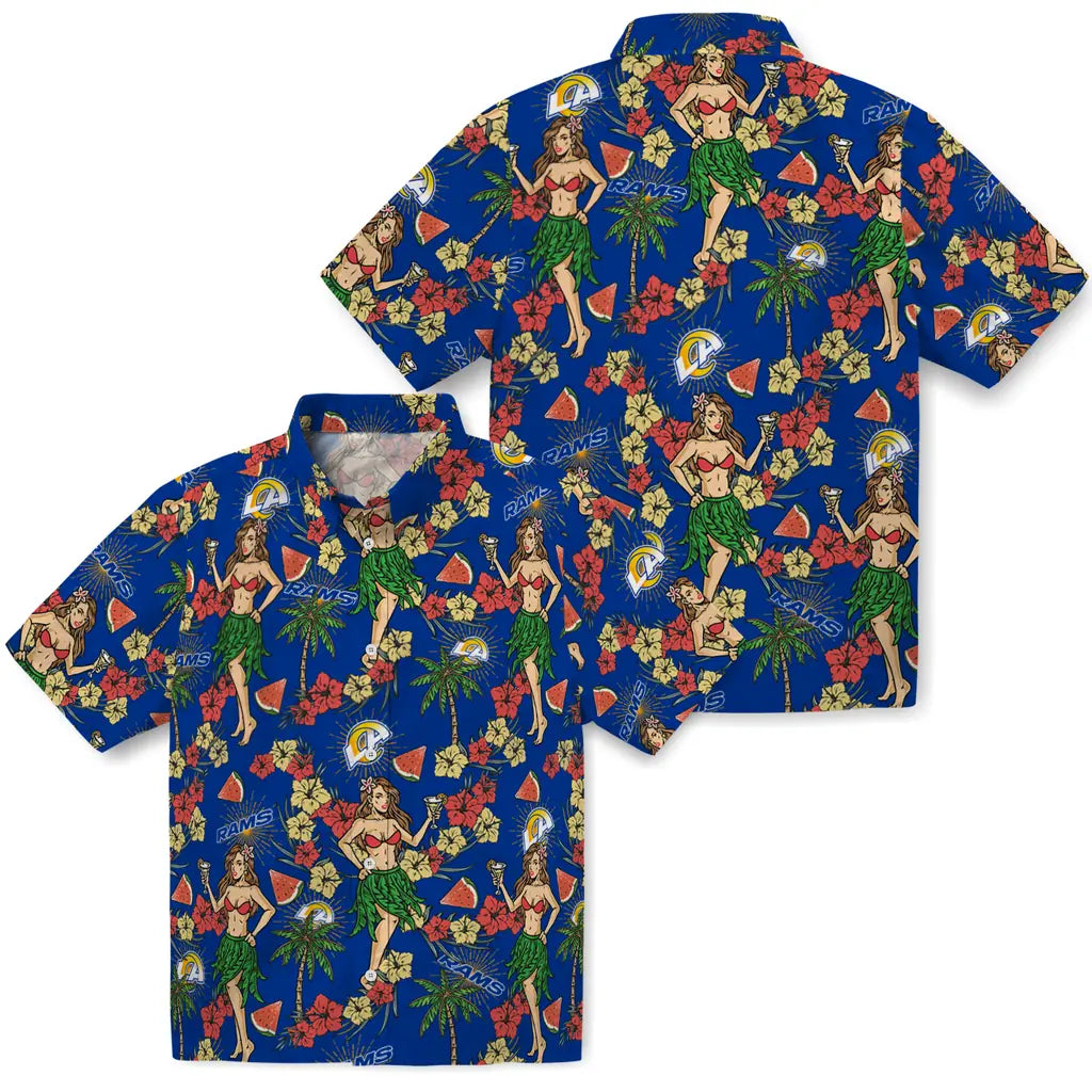 Los Angeles Rams Hawaiian Shirt - Hawaiian Girls Design | Moonbestprint