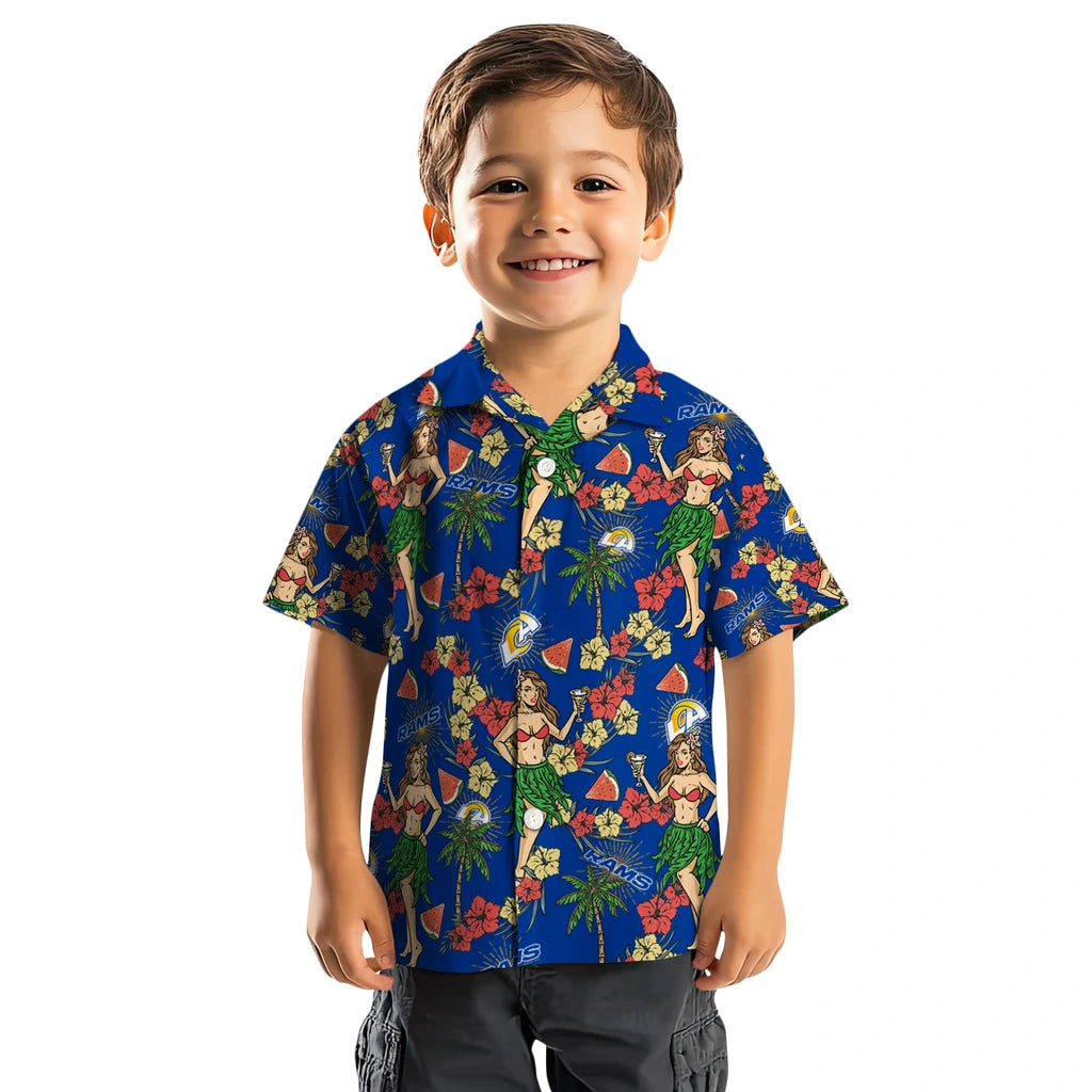 Los Angeles Rams Hawaiian Shirt - Hawaiian Girls Design | Moonbestprint