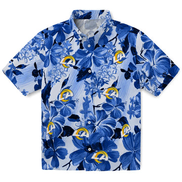 Los Angeles Rams Hawaiian Shirt - Hibiscus Arrangement | Moonbestprint