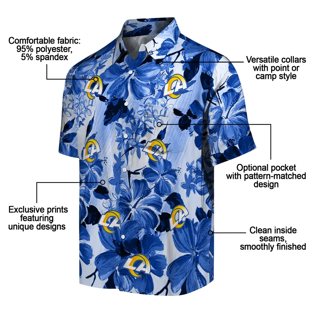 Los Angeles Rams Hawaiian Shirt - Hibiscus Arrangement | Moonbestprint