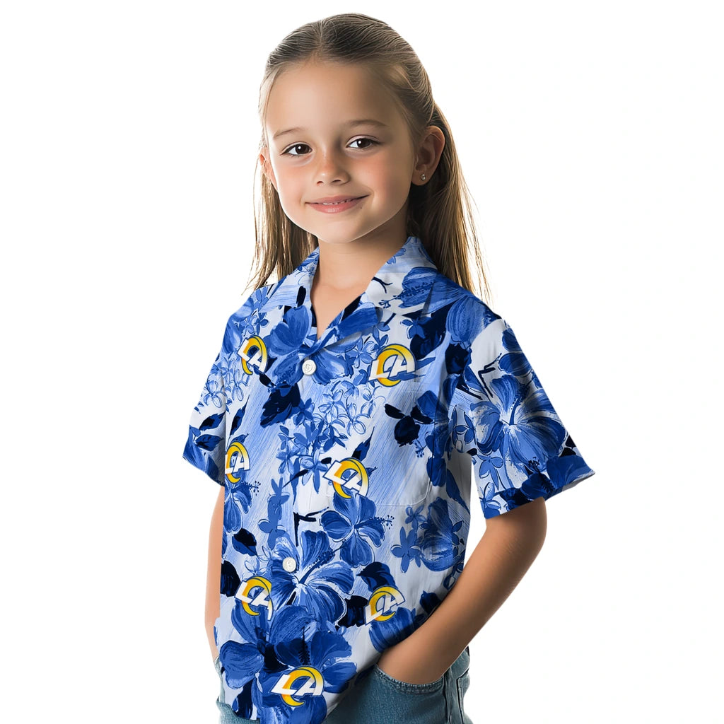 Los Angeles Rams Hawaiian Shirt - Hibiscus Arrangement | Moonbestprint