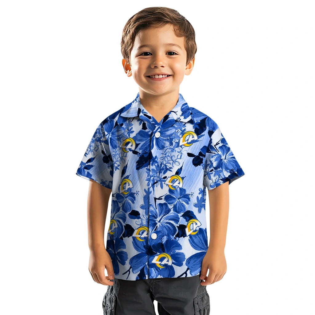 Los Angeles Rams Hawaiian Shirt - Hibiscus Arrangement | Moonbestprint