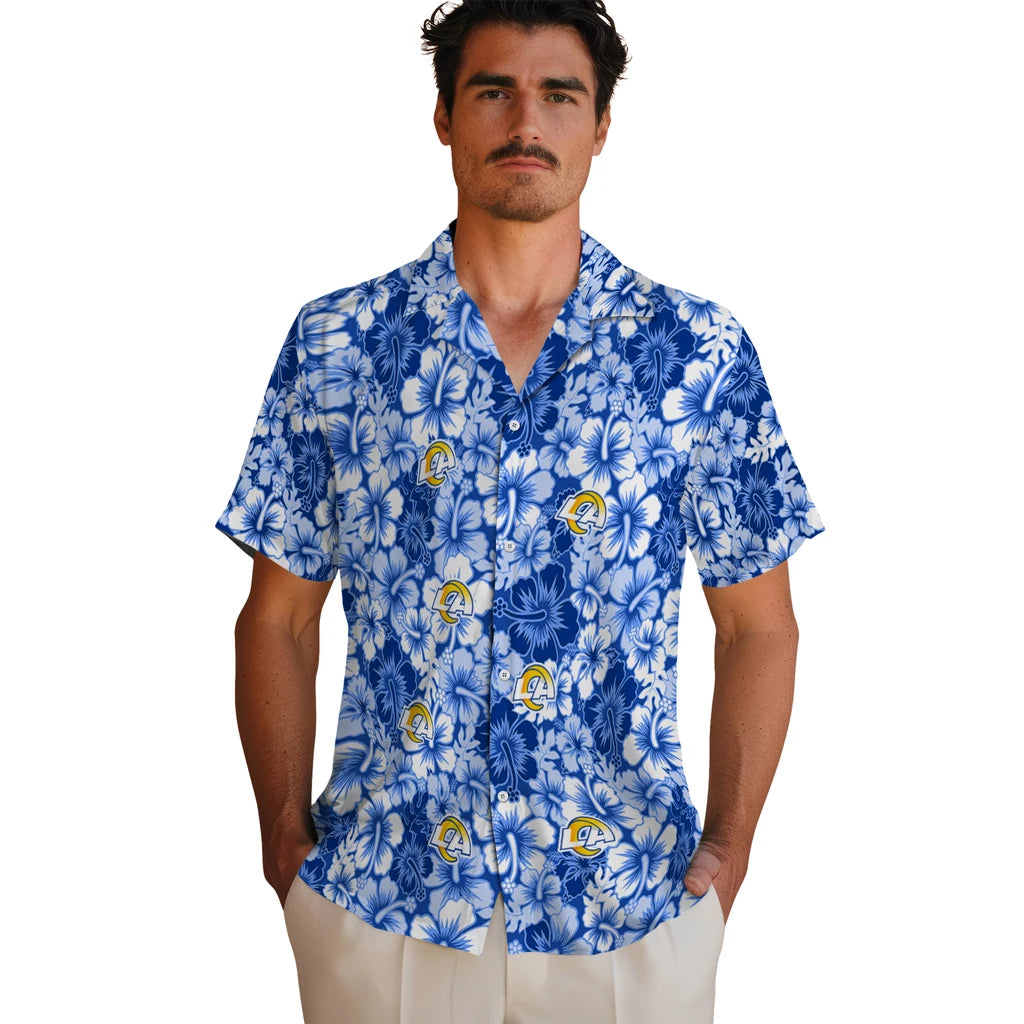Los Angeles Rams Hawaiian Shirt - Hibiscus Blooms | Moonbestprint