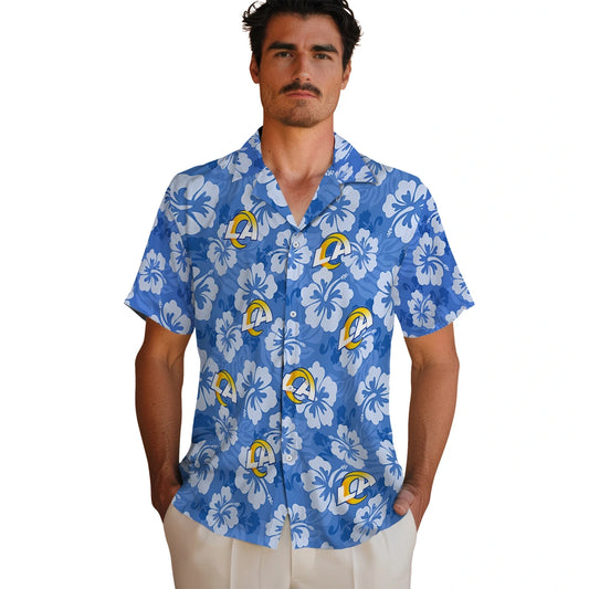 Los Angeles Rams Hawaiian Shirt - Hibiscus Cluster | Moonbestprint