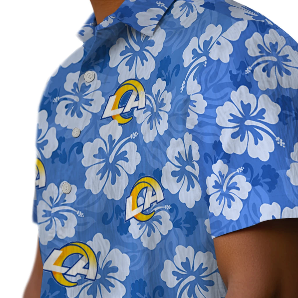 Los Angeles Rams Hawaiian Shirt - Hibiscus Cluster | Moonbestprint