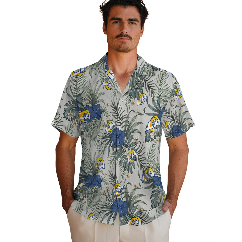 Los Angeles Rams Hawaiian Shirt - Hibiscus Designs | Moonbestprint