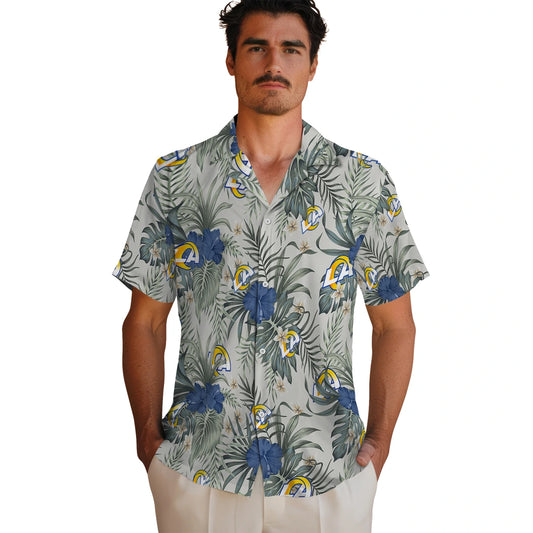 Los Angeles Rams Hawaiian Shirt - Hibiscus Designs | Moonbestprint