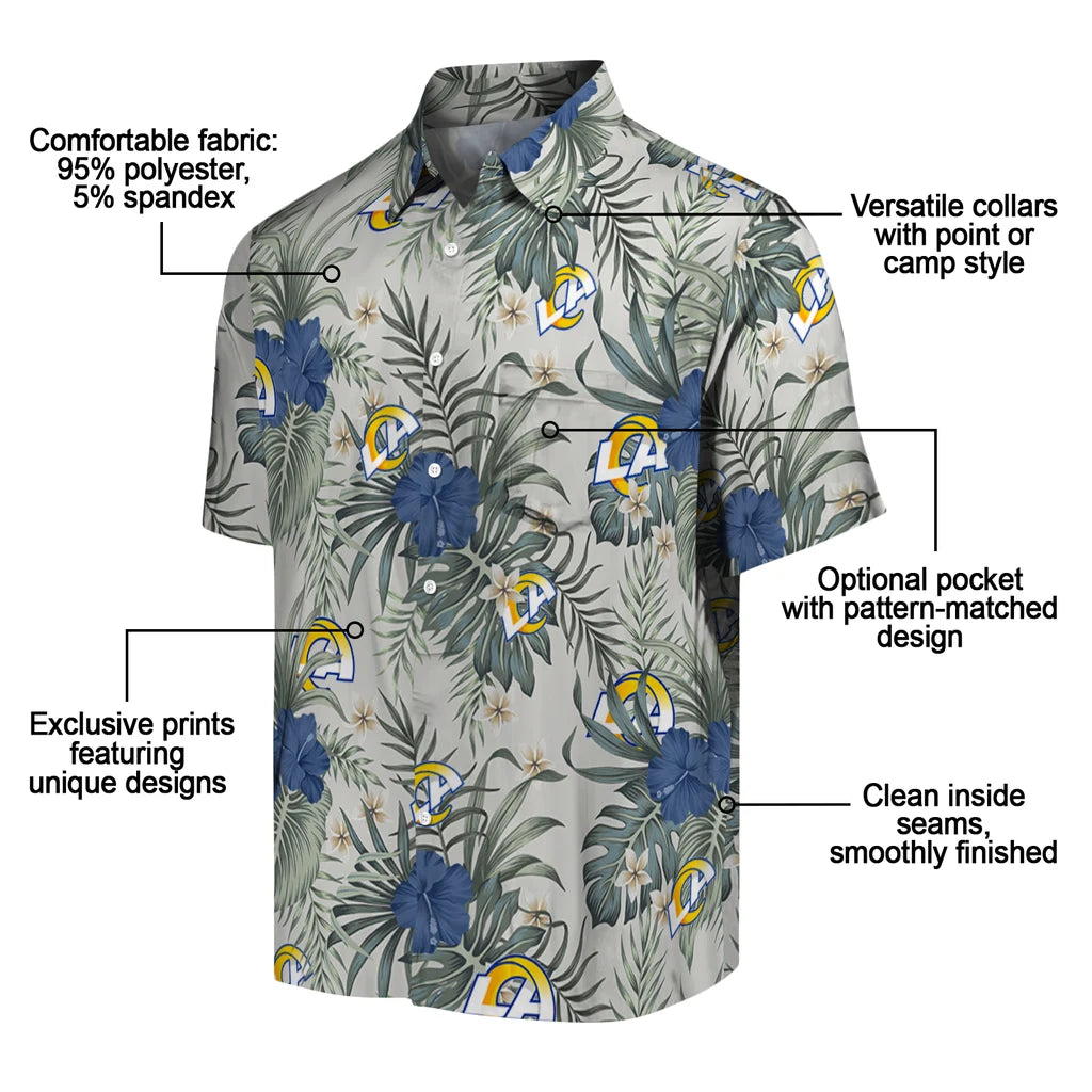 Los Angeles Rams Hawaiian Shirt - Hibiscus Designs | Moonbestprint