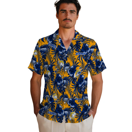 Los Angeles Rams Hawaiian Shirt - Hibiscus Exotic | Moonbestprint