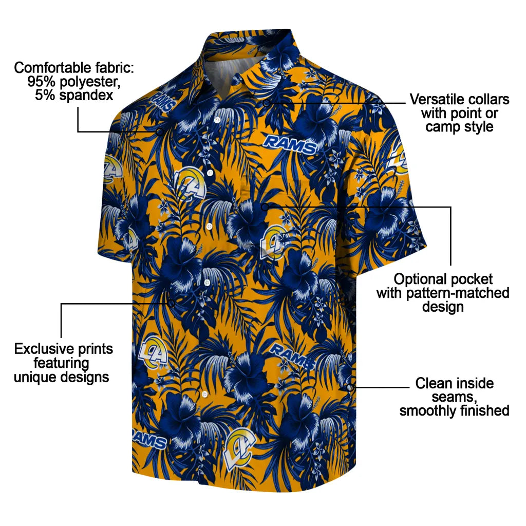 Los Angeles Rams Hawaiian Shirt - Hibiscus Exotic | Moonbestprint