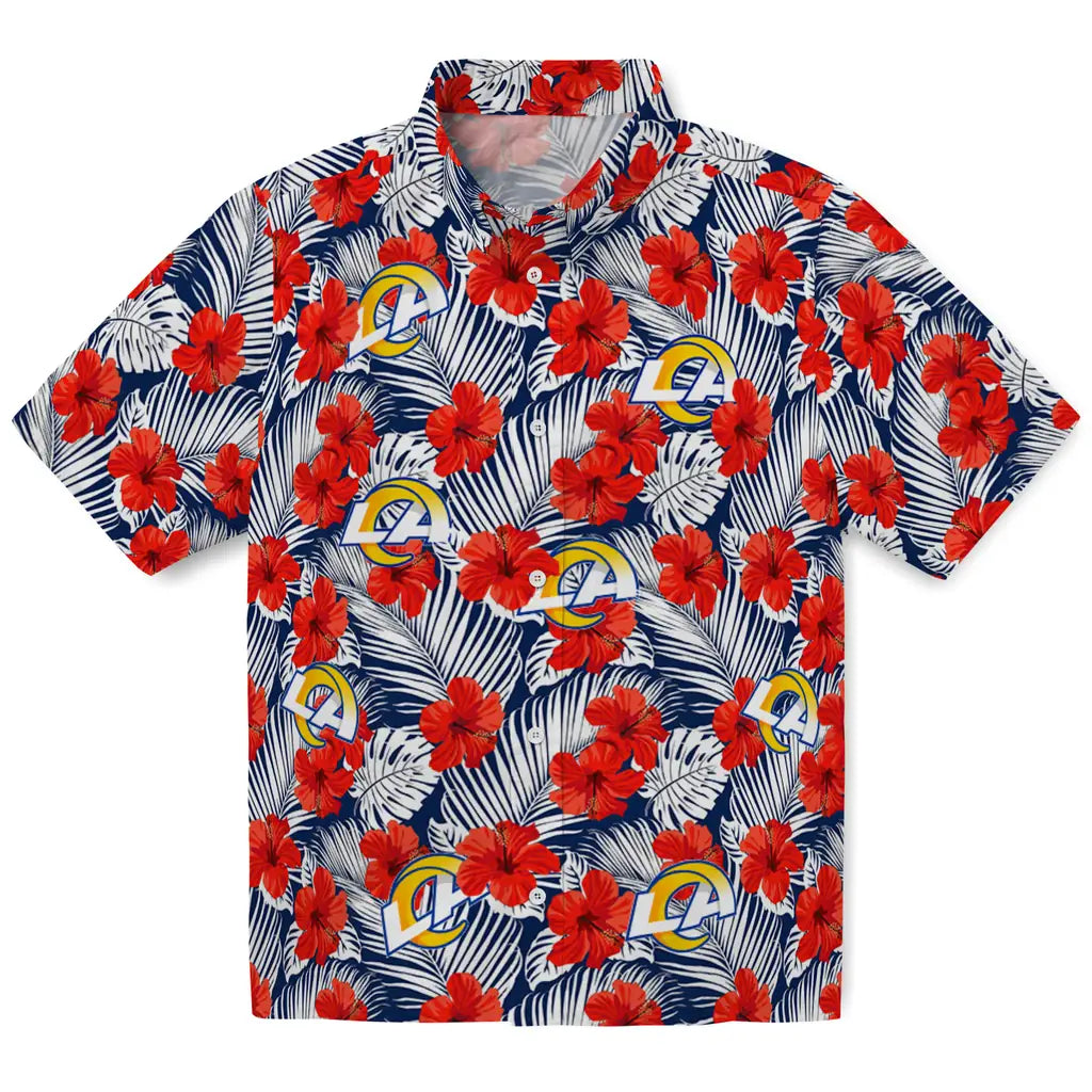 Los Angeles Rams Hawaiian Shirt - Hibiscus Fiesta | Moonbestprint