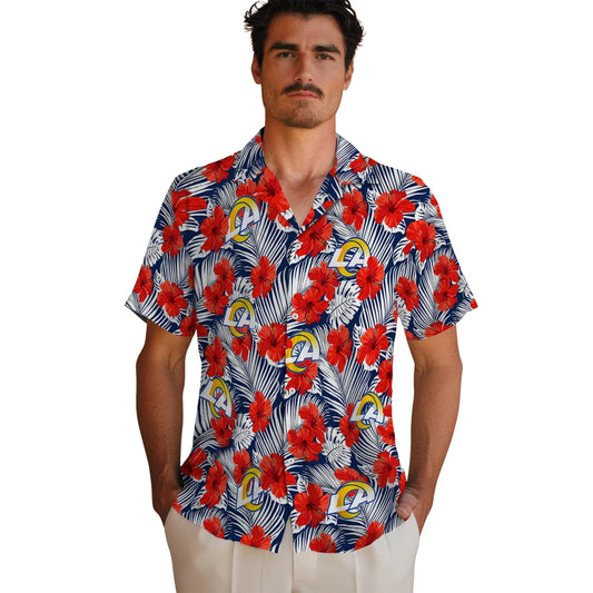 Los Angeles Rams Hawaiian Shirt - Hibiscus Fiesta | Moonbestprint