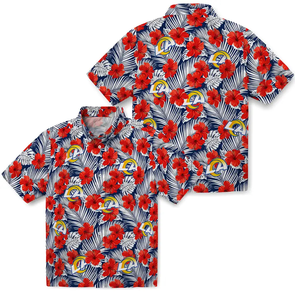 Los Angeles Rams Hawaiian Shirt - Hibiscus Fiesta | Moonbestprint