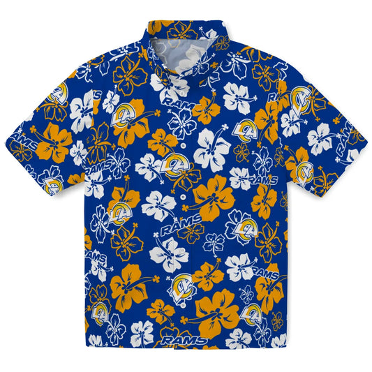 Los Angeles Rams Hawaiian Shirt - Hibiscus Flower Design | Moonbestprint