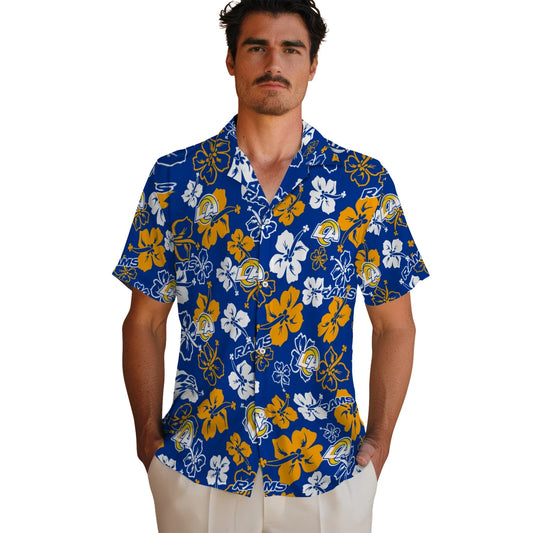 Los Angeles Rams Hawaiian Shirt - Hibiscus Flower Design | Moonbestprint