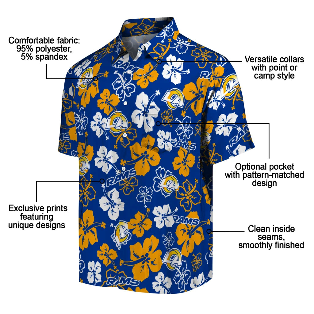 Los Angeles Rams Hawaiian Shirt - Hibiscus Flower Design | Moonbestprint