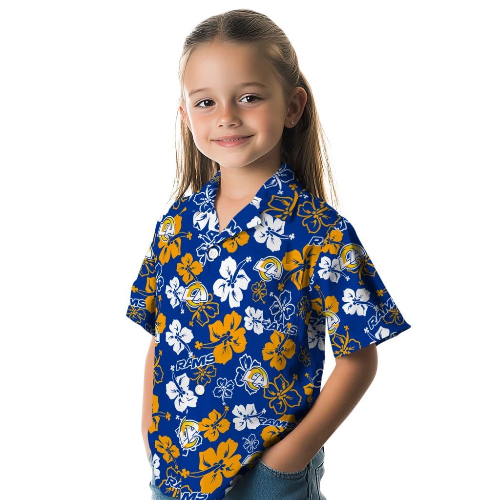 Los Angeles Rams Hawaiian Shirt - Hibiscus Flower Design | Moonbestprint