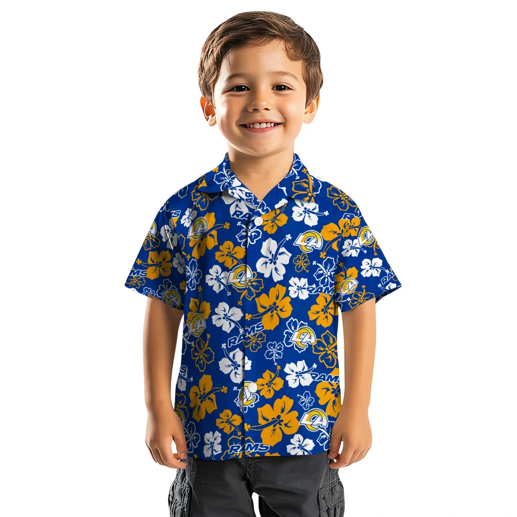 Los Angeles Rams Hawaiian Shirt - Hibiscus Flower Design | Moonbestprint