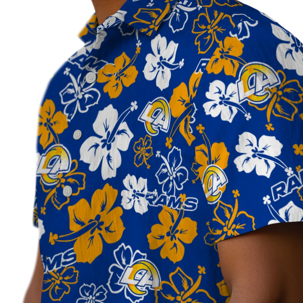 Los Angeles Rams Hawaiian Shirt - Hibiscus Flower Design | Moonbestprint