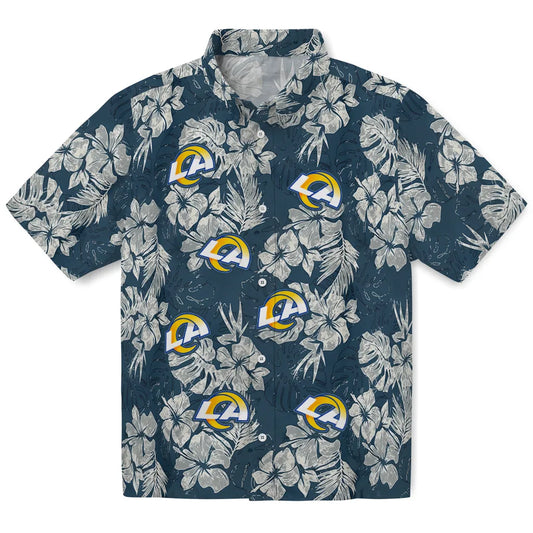 Los Angeles Rams Hawaiian Shirt - Hibiscus Flowers | Moonbestprint