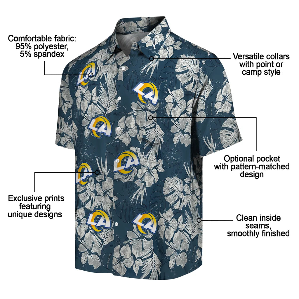 Los Angeles Rams Hawaiian Shirt - Hibiscus Flowers | Moonbestprint