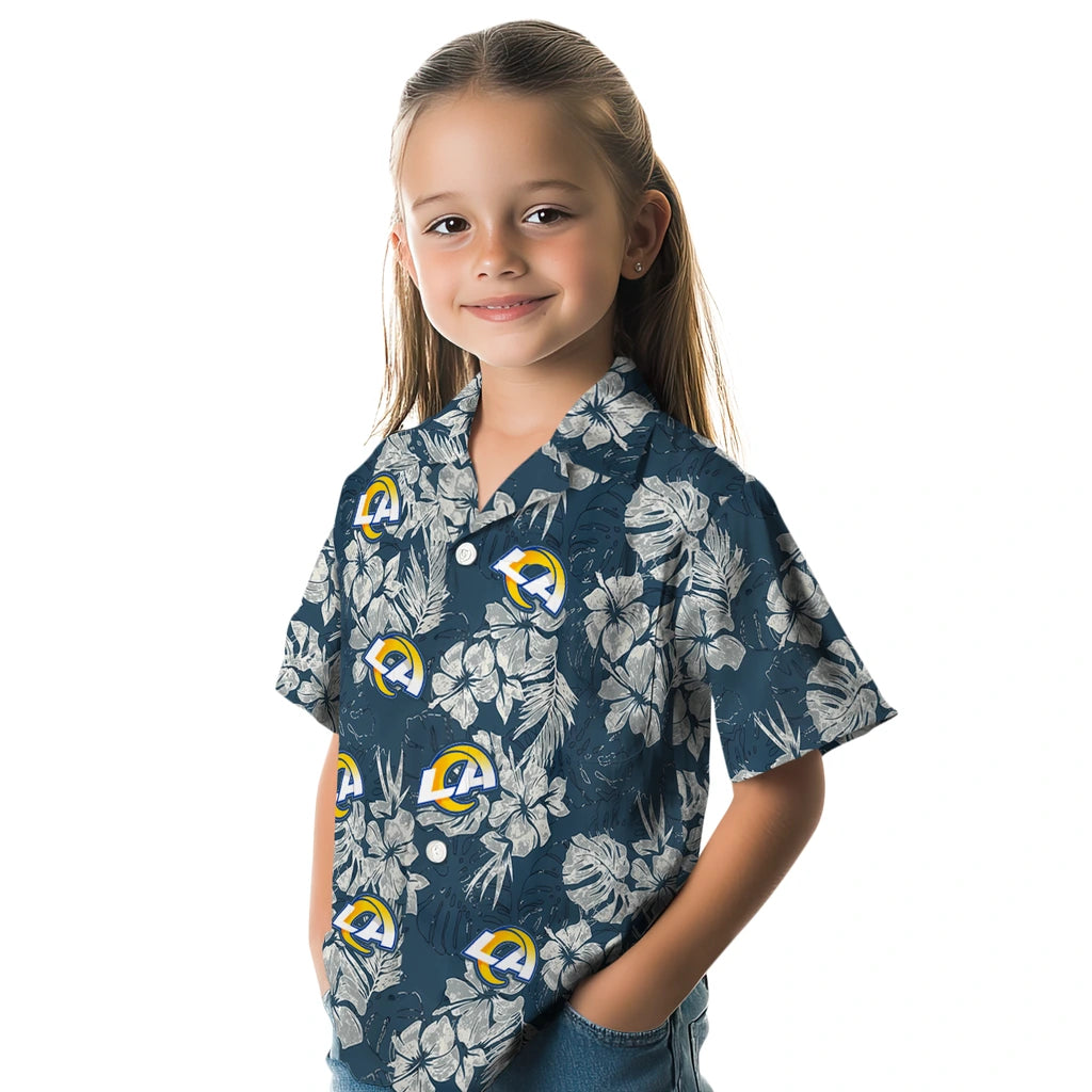 Los Angeles Rams Hawaiian Shirt - Hibiscus Flowers | Moonbestprint