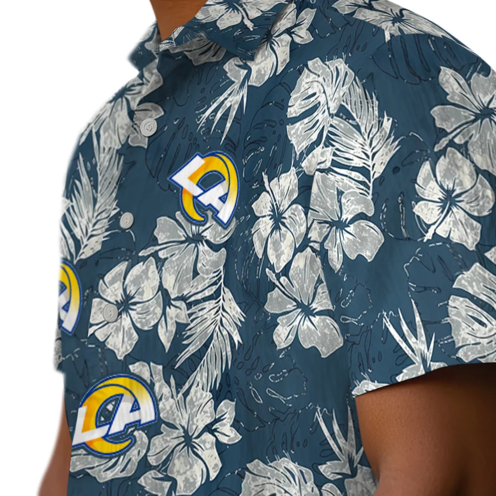 Los Angeles Rams Hawaiian Shirt - Hibiscus Flowers | Moonbestprint