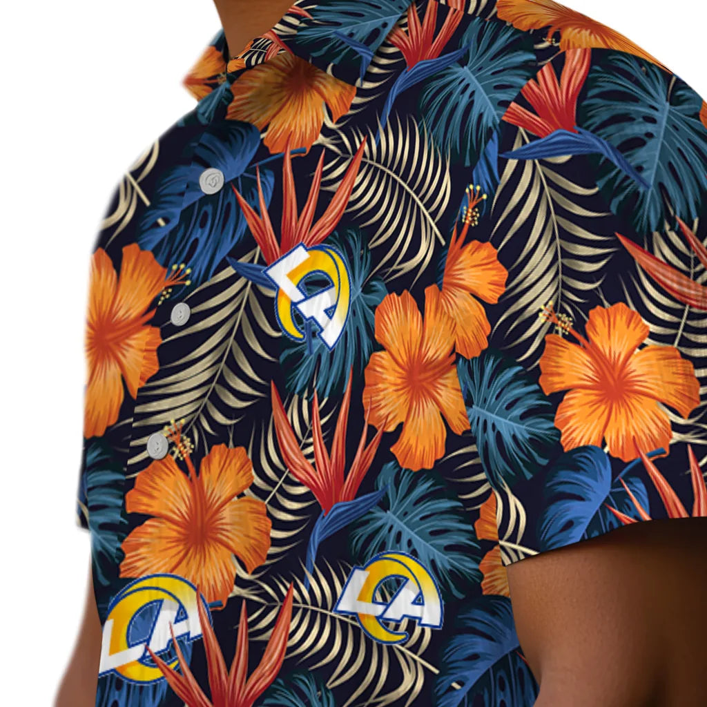 Los Angeles Rams Hawaiian Shirt - Hibiscus Foliage | Moonbestprint