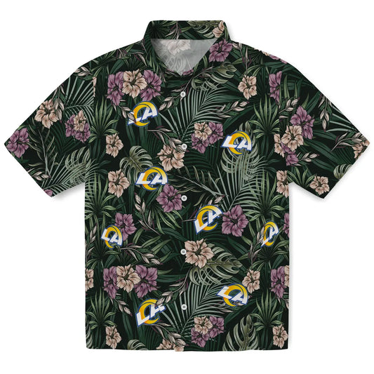 Los Angeles Rams Hawaiian Shirt - Hibiscus Leaves Pattern | Moonbestprint