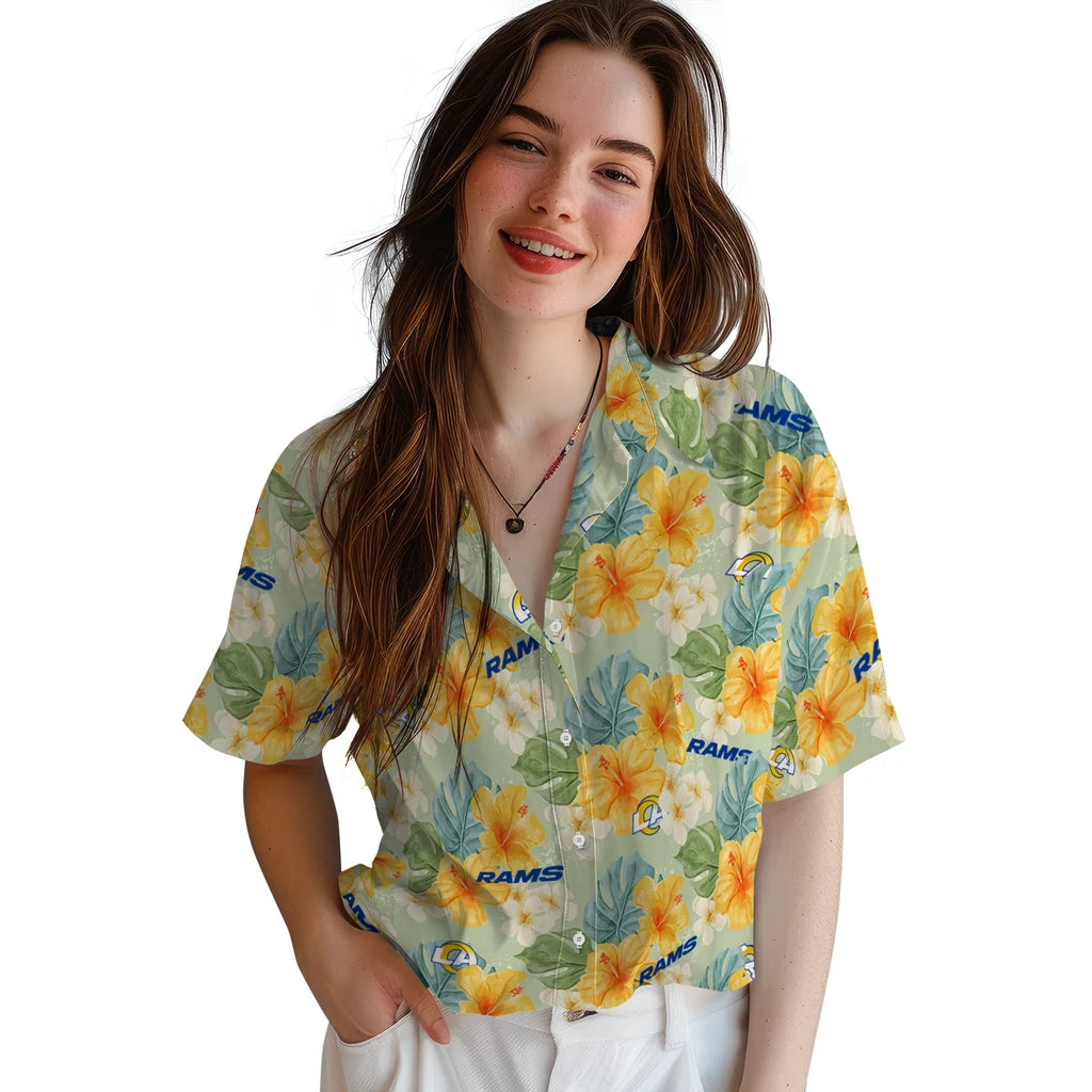 Los Angeles Rams Hawaiian Shirt - Hibiscus Mood | Moonbestprint