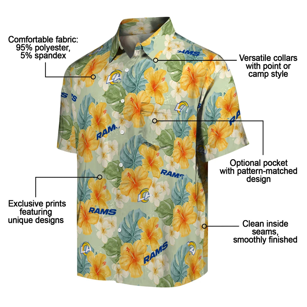 Los Angeles Rams Hawaiian Shirt - Hibiscus Mood | Moonbestprint