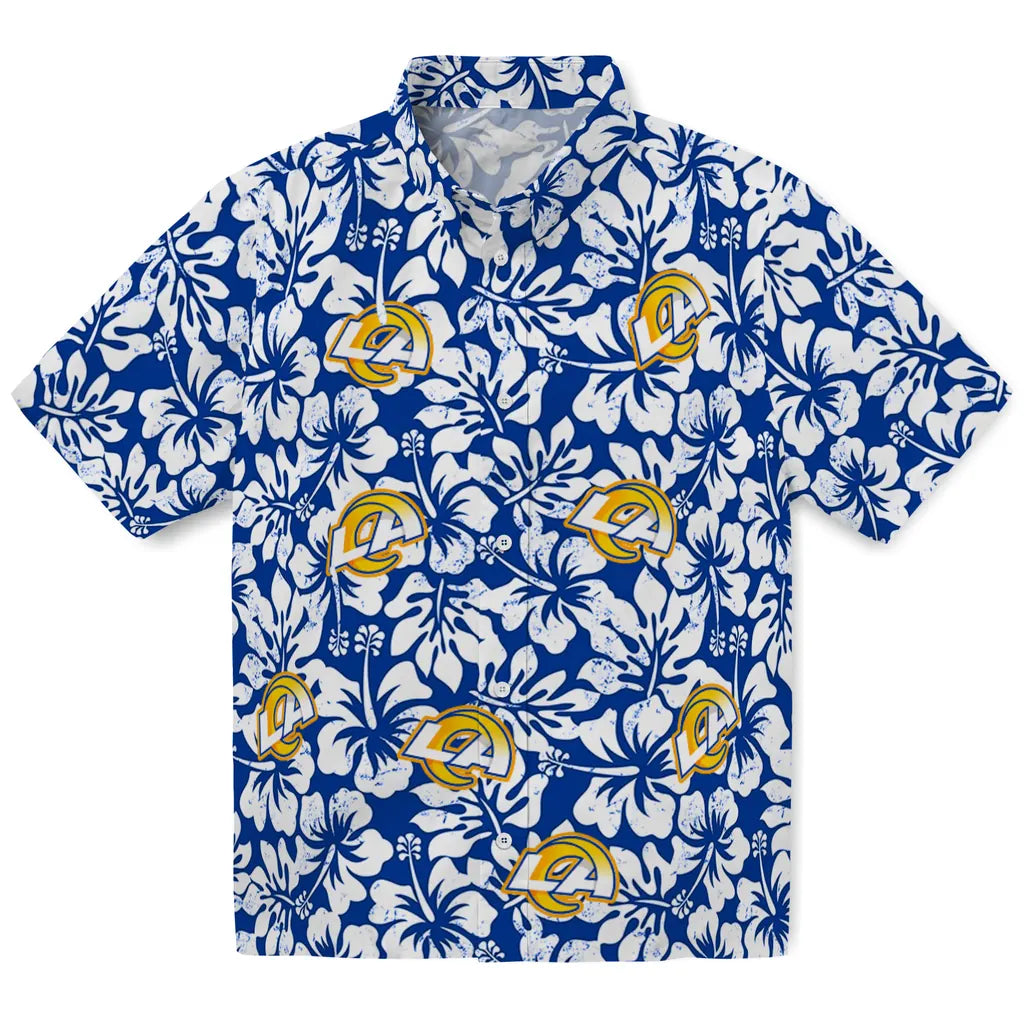 Los Angeles Rams Hawaiian Shirt - Hibiscus Motif | Moonbestprint
