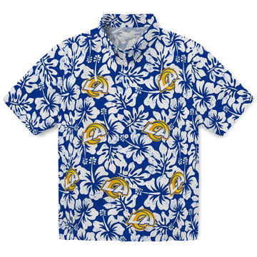 Los Angeles Rams Hawaiian Shirt - Hibiscus Motif | Moonbestprint