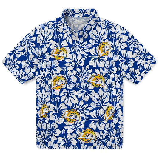 Los Angeles Rams Hawaiian Shirt - Hibiscus Motif | Moonbestprint