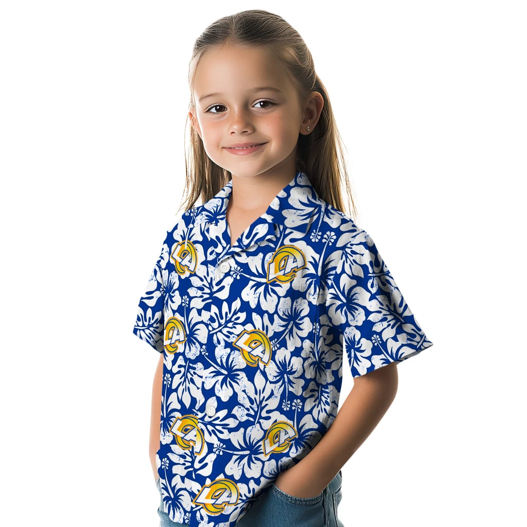 Los Angeles Rams Hawaiian Shirt - Hibiscus Motif | Moonbestprint