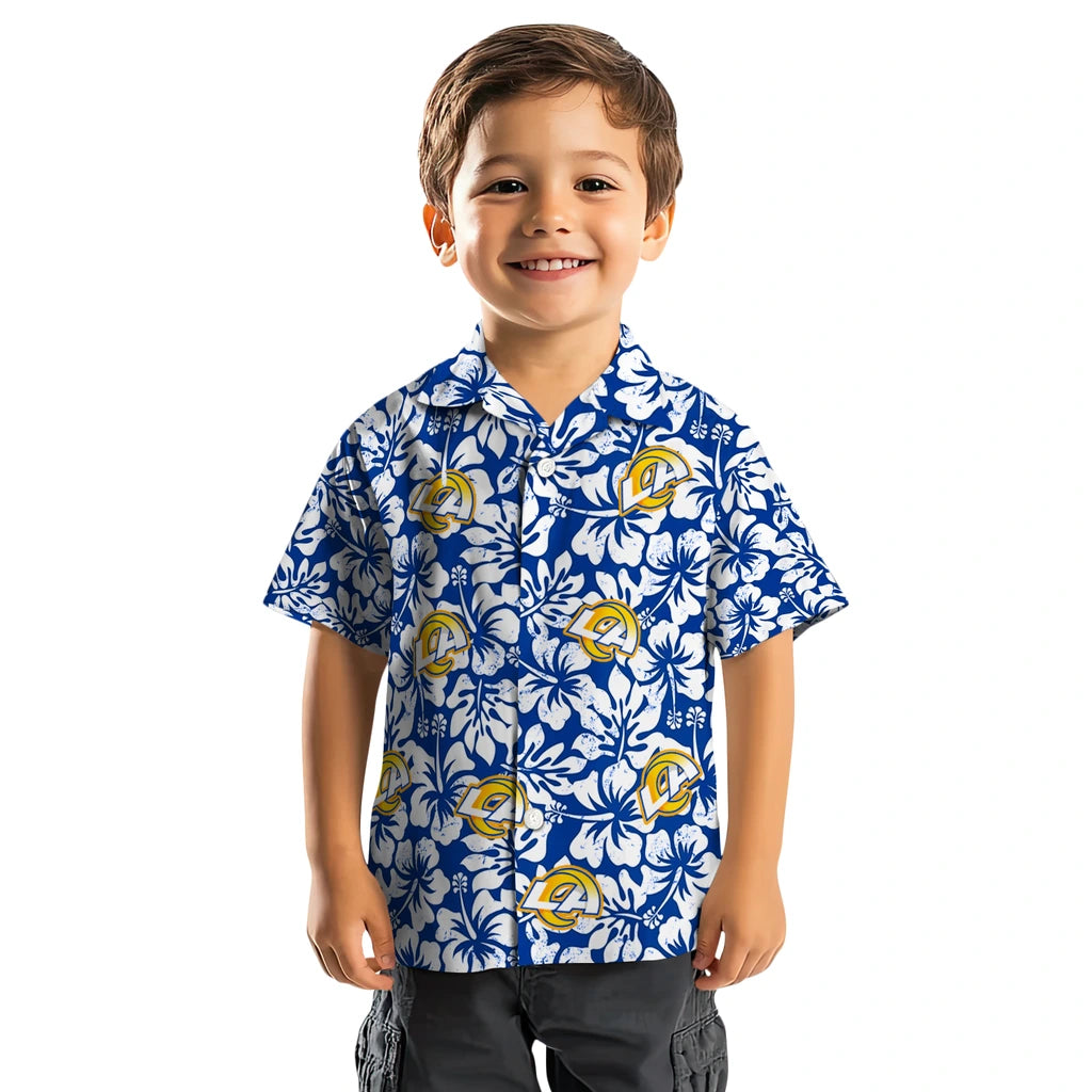 Los Angeles Rams Hawaiian Shirt - Hibiscus Motif | Moonbestprint