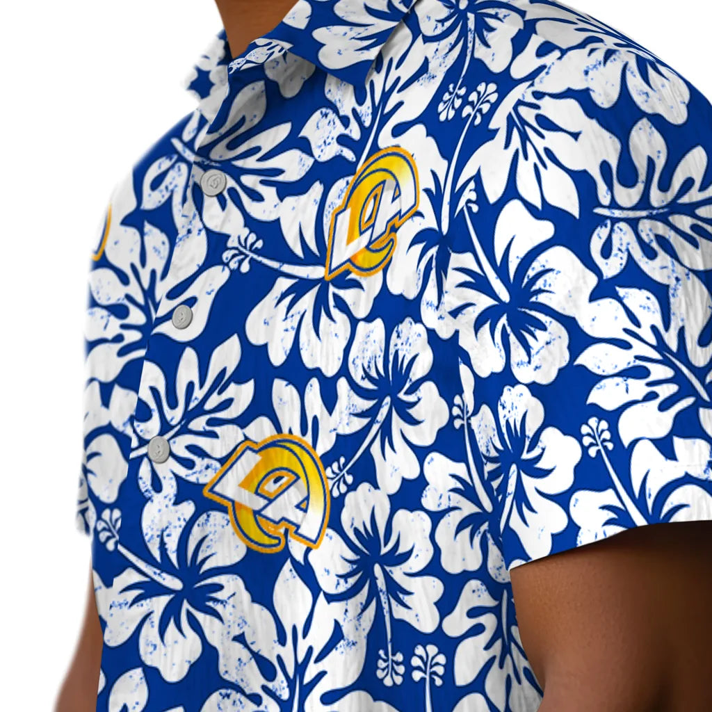 Los Angeles Rams Hawaiian Shirt - Hibiscus Motif | Moonbestprint
