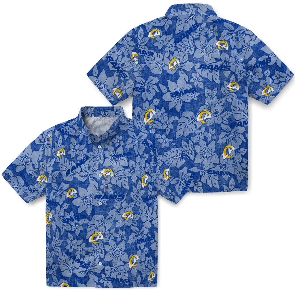 Los Angeles Rams Hawaiian Shirt - Hibiscus Oasis | Moonbestprint
