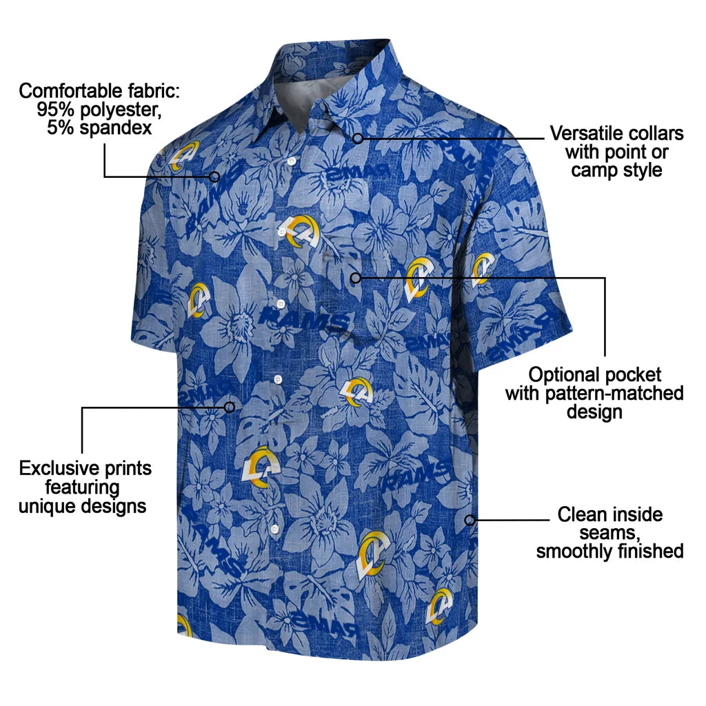 Los Angeles Rams Hawaiian Shirt - Hibiscus Oasis | Moonbestprint