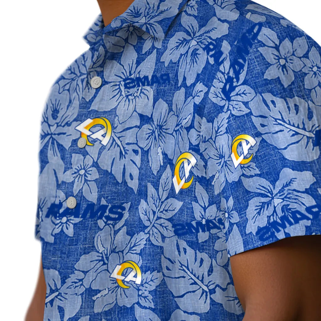 Los Angeles Rams Hawaiian Shirt - Hibiscus Oasis | Moonbestprint