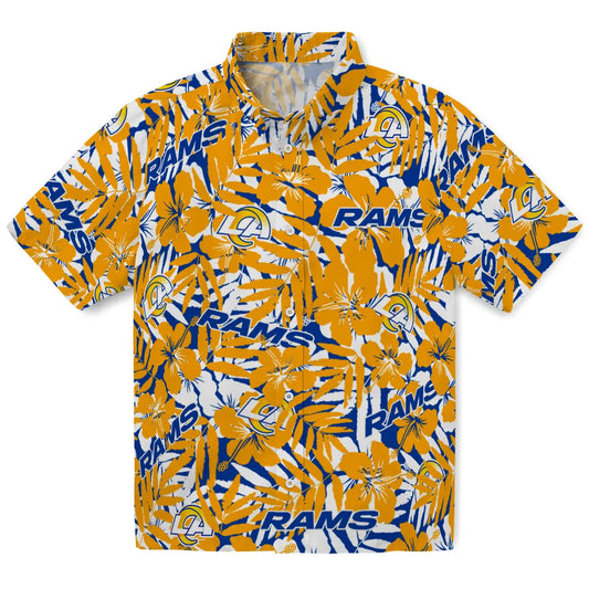Los Angeles Rams Hawaiian Shirt - Hibiscus Overlay | Moonbestprint