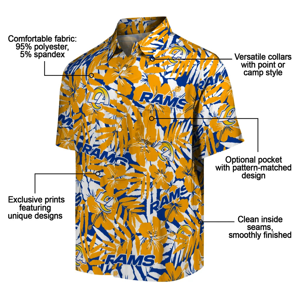 Los Angeles Rams Hawaiian Shirt - Hibiscus Overlay | Moonbestprint