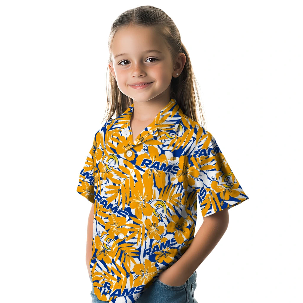 Los Angeles Rams Hawaiian Shirt - Hibiscus Overlay | Moonbestprint
