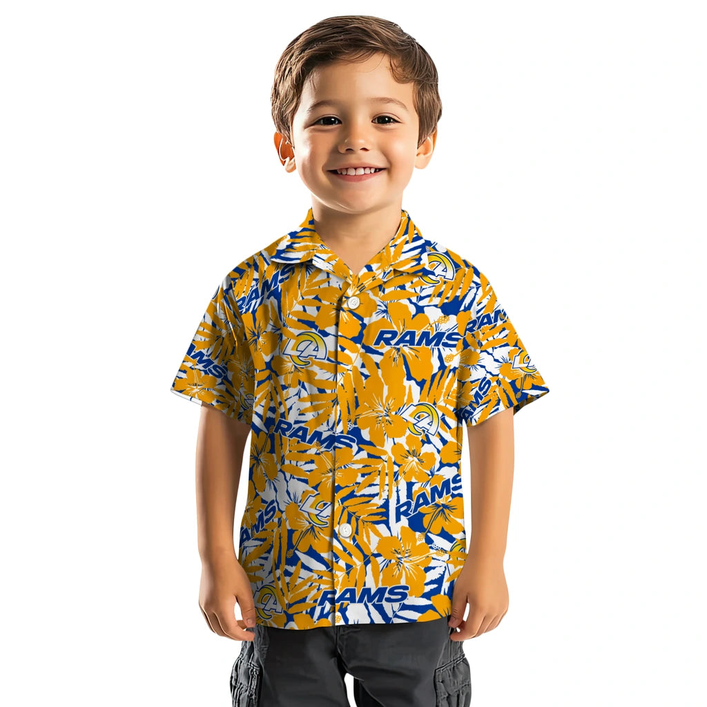 Los Angeles Rams Hawaiian Shirt - Hibiscus Overlay | Moonbestprint