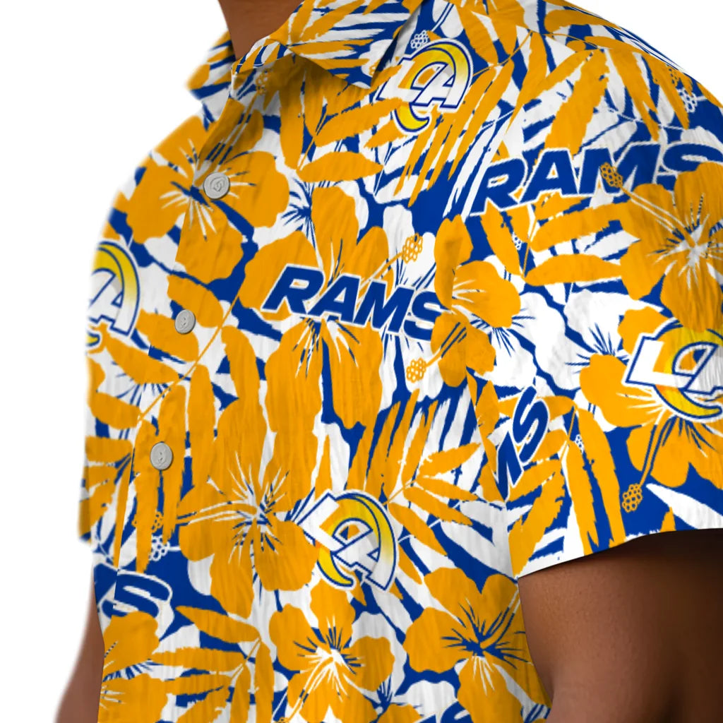 Los Angeles Rams Hawaiian Shirt - Hibiscus Overlay | Moonbestprint