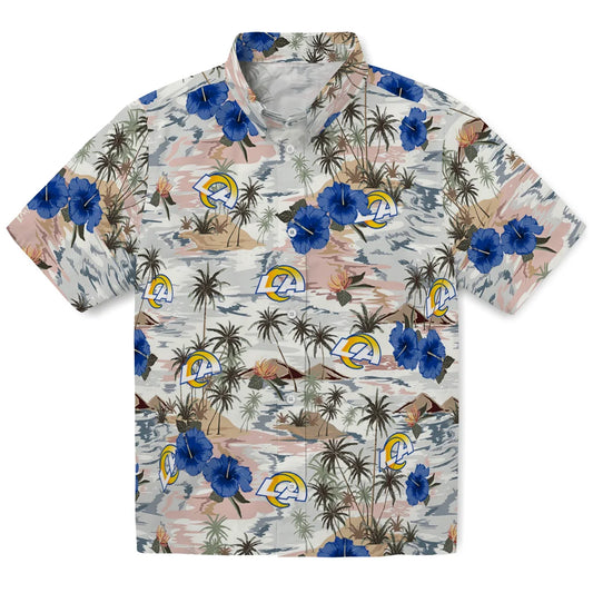 Los Angeles Rams Hawaiian Shirt - Hibiscus Seaside | Moonbestprint